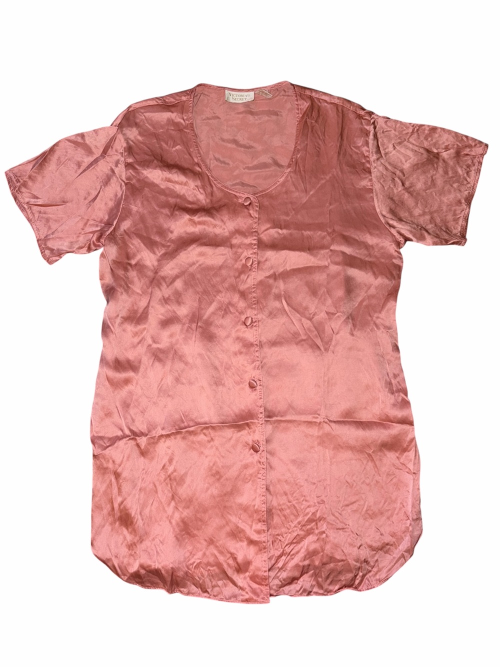 EUC Victoria's Secret Vintage 100% Silk Dusty Rose Button Satin Nightgown Medium